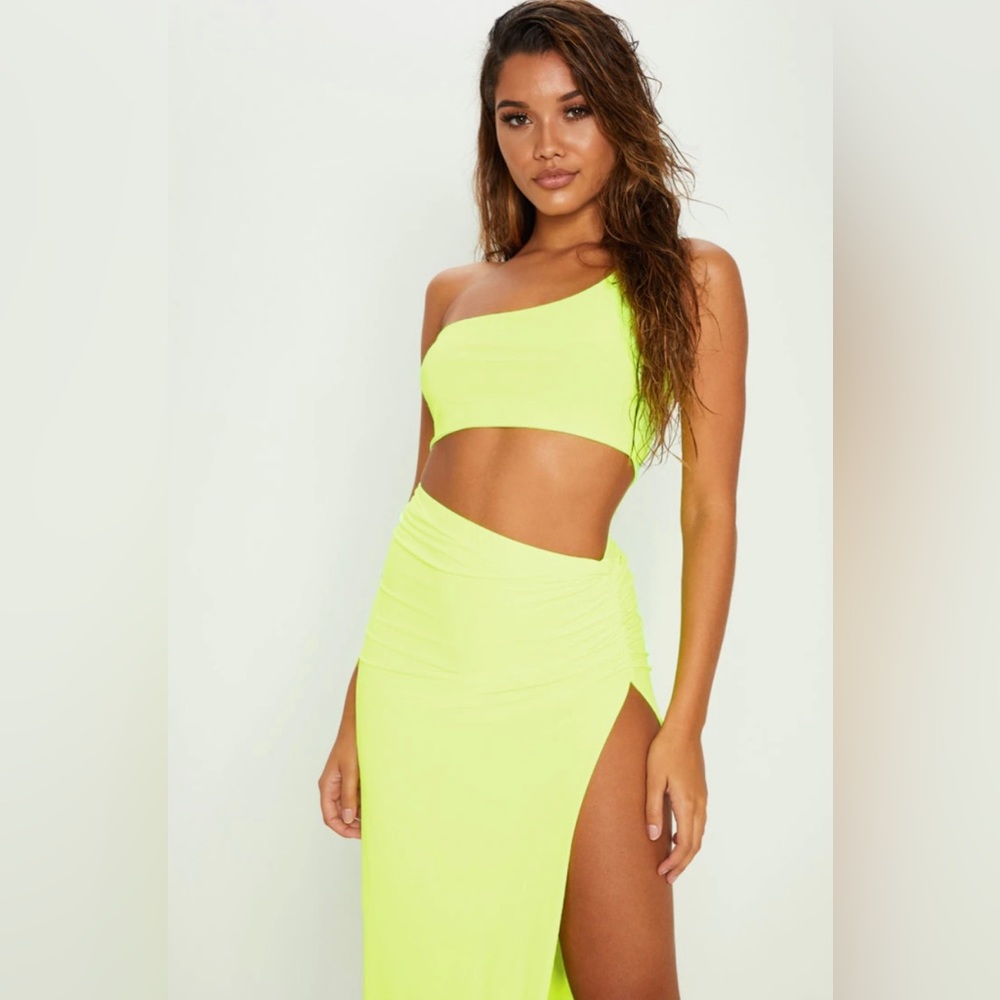 Pretty Little Thing Neon Shoulder Crop Top